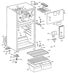 Cabinet Diagram and Parts List for GTT18BBMDRCC  General Electric Refrigerator
