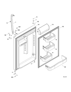 FF DOOR Diagram and Parts List for GTRC0KBZARBB  General Electric Refrigerator