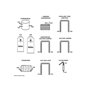 Lokring Connectors Diagram and Parts List for CSB48YP2NMS1  General Electric Refrigerator