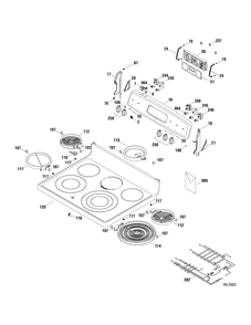 CONTROLS & COOKTOP Diagram and Parts List for JCBP83DP1BB  General Electric Range