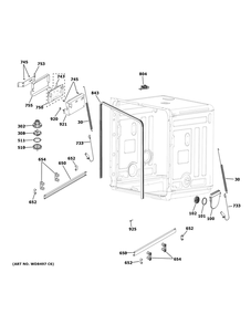 Body Parts (1) Diagram and Parts List for GPT225SGL2WW  General Electric Dishwasher