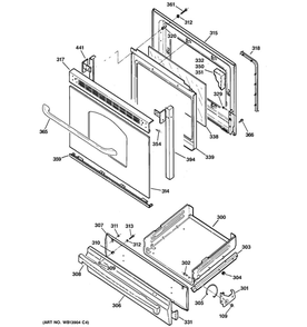 Door And Drawer Parts Diagram and Parts List for JGBS80WEL2WW  General Electric Range