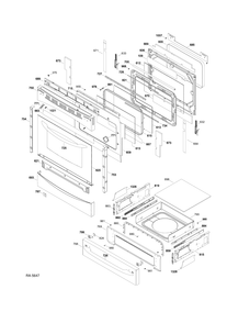 DOOR & DRAWER Diagram and Parts List for PCS905SR3SS  General Electric Range
