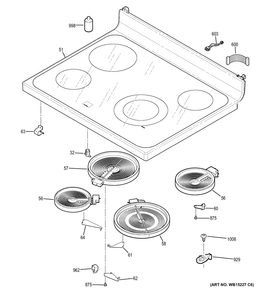 COOKTOP Diagram and Parts List for JB630DF1WW  General Electric Range