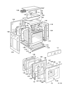 DOOR & CHASSIS Diagram and Parts List for CBIE24K1BB  General Electric Range