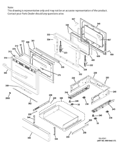 DOOR & DRAWER PARTS Diagram and Parts List for PCGB911DEJ3WW  General Electric Range