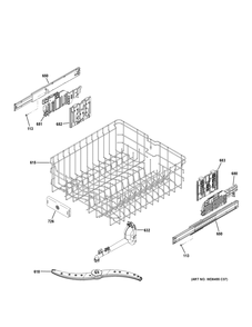 UPPER RACK ASSEMBLY Diagram and Parts List for DDT595SBL2TS  General Electric Dishwasher