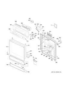 Escutcheon & Door Assembly Diagram and Parts List for GSD4060D45SS  General Electric Dishwasher