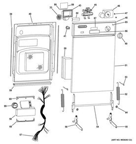 Escutcheon & Door Assembly Diagram and Parts List for GSM1800F02WW  General Electric Dishwasher