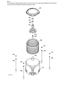 TUB, BASKET & AGITATOR Diagram and Parts List for GTW330BMK1WW  General Electric Washer