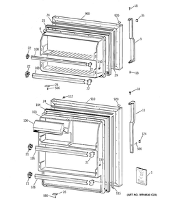 DOORS Diagram and Parts List for MTS16GBMERWW  General Electric Refrigerator