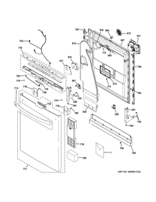 Escutcheon And Door Assembly 1 Diagram and Parts List for PDT785SBN8TS  General Electric Dishwasher