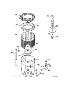 TUB Diagram and Parts List for 57481D1WW  General Electric Washer