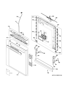 Escutcheon And Door Assembly Diagram and Parts List for GDP670SMV3ES  General Electric Dishwasher