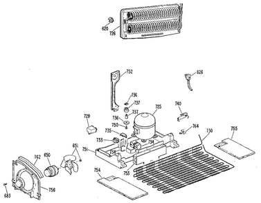 Unit Parts Diagram and Parts List for TBX24ZKFR  General Electric Refrigerator