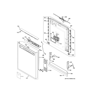 Escutcheon & Door Assembly Diagram and Parts List for GDF650SMV3ES  General Electric Dishwasher