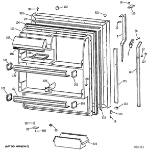 REFRIGERATOR DOOR Diagram and Parts List for TBX18Z1XCRAA  General Electric Refrigerator