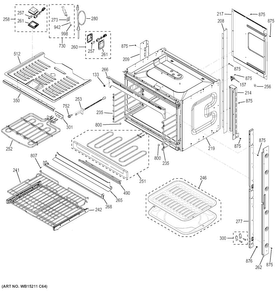 Upper Oven Diagram and Parts List for CT9550SH1SS  General Electric Wall Oven