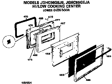 Lower Oven Door Diagram and Parts List for JGHC56GEJ9  General Electric Range