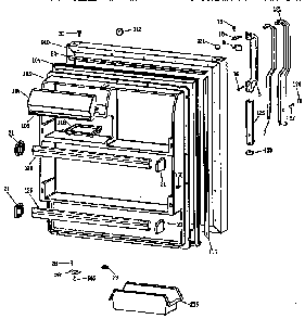 Fresh Food Door Diagram and Parts List for TBX18DISJRAD  General Electric Refrigerator