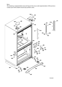 HINGE PARTS Diagram and Parts List for PNQ22LMHBFES  General Electric Refrigerator
