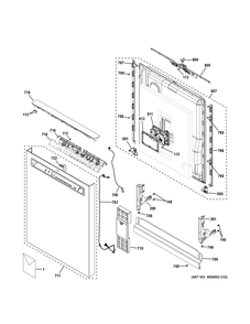 Escutcheon And Door Assembly Diagram and Parts List for GDF650SMV0ES  General Electric Dishwasher