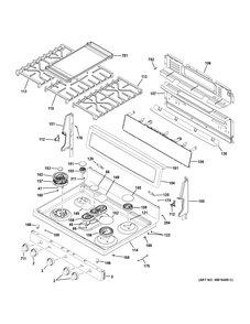 CONTROL PANEL & COOKTOP Diagram and Parts List for PGB930SEJ4SS  General Electric Range
