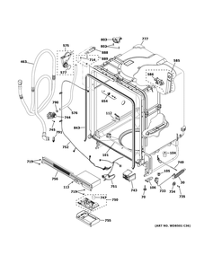 Body Parts Diagram and Parts List for GDF535PGR0CC  General Electric Dishwasher