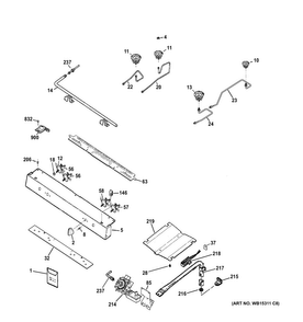 Gas & Burner Parts Diagram and Parts List for JGBS60RLF1SS  General Electric Range