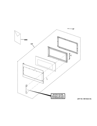 Door Parts Diagram and Parts List for CVM517P3M1D1  General Electric Microwave