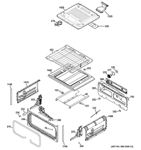 Upper Oven Diagram and Parts List for PGB950DEF2BB  General Electric Range