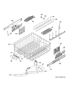 UPPER RACK ASSEMBLY Diagram and Parts List for ZDT800SIF7II  General Electric Dishwasher