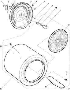 DRUM & HEATER Diagram and Parts List for 633617  General Electric Dryer