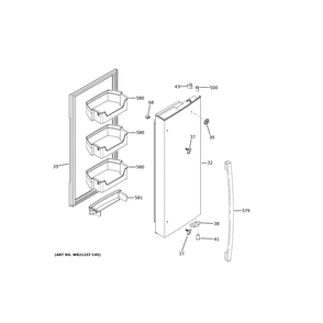 Fresh Food Door - Rh Diagram and Parts List for GNE21FYKJFFS  General Electric Refrigerator