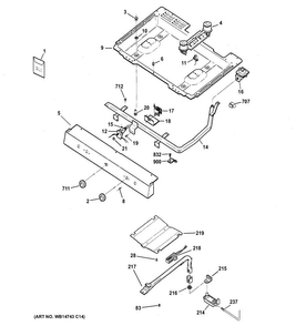 Gas & Burner Parts Diagram and Parts List for RGB508PET4CT  Hotpoint Range