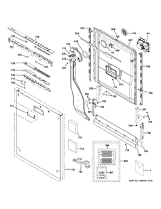 ESCUTCHEON & DOOR ASSEMBLY Diagram and Parts List for ZDT800SIF7II  General Electric Dishwasher