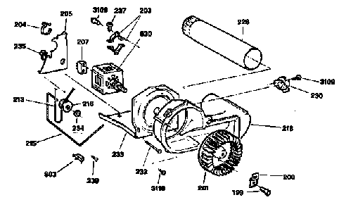 Blower & Drive Asm. Diagram and Parts List for DDE8509RMC  General Electric Dryer