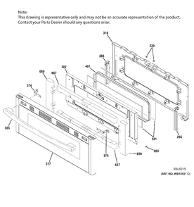 UPPER DOOR Diagram and Parts List for JCGB860SEJ1SS  General Electric Range