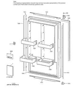 DOOR Diagram and Parts List for ZIF360NHALH  General Electric Refrigerator