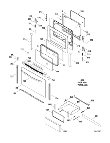 Part Location Diagram of WS01L06596 GE DOOR Assembly