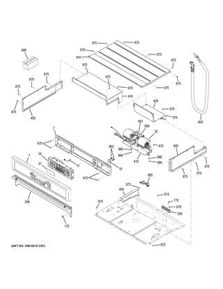 Control Panel Diagram and Parts List for JT5000BL6TS  General Electric Wall Oven