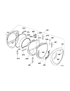 DOOR Diagram and Parts List for UPVH880EJ0MV  General Electric Dryer