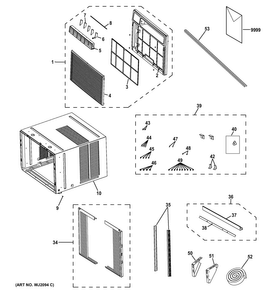 Grille & Chassis Parts Diagram and Parts List for AEE18DSL1  General Electric Air Conditioner