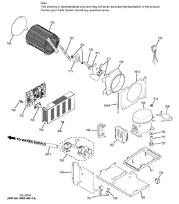 MACHINE COMPARTMENT Diagram and Parts List for ZISB360DHA  General Electric Refrigerator