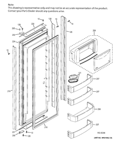 FF DOOR Diagram and Parts List for ZISB360DKB  General Electric Refrigerator