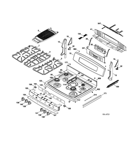 Control Panel And Cooktop Diagram and Parts List for ZBD8920PSS  General Electric Range
