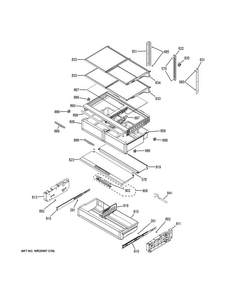 Fresh Food Shelves Diagram and Parts List for ZWE23ESHJSS  General Electric Refrigerator