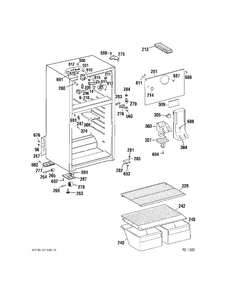 CABINET Diagram and Parts List for MTS16BBRFLWW  General Electric Refrigerator