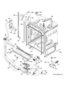 Body Parts (1) Diagram and Parts List for GDF650SMV0ES  General Electric Dishwasher