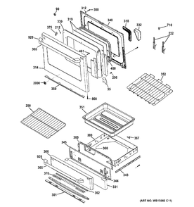 DOOR & DRAWER PARTS Diagram and Parts List for CCGS985SET5SS  General Electric Range